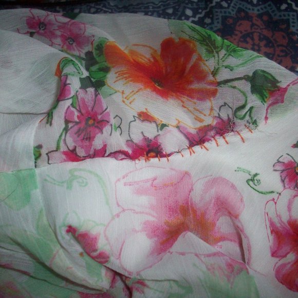 Calvin Klein Womens Dress 8 White Colorful Watercolor Floral Flowy Lined Casual - Picture 14 of 14